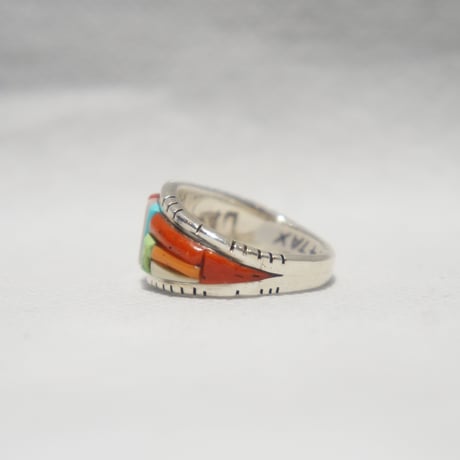 indian jewelry "David Tune(navajo)"multi inlay ring