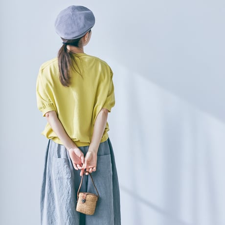 Linen ya(as it is)"crewneck short sleeve cotton knit"(yellow)women's