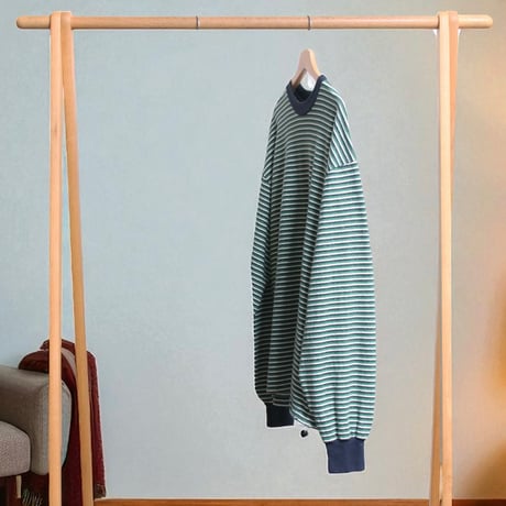 FLISTFIA"Loose Fit Draw Code Pull Over"(dark navy×green) unisex
