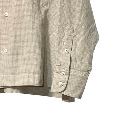 H.UNIT"C/L check open collar long sleeves shirt"(beige) unisex
