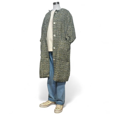 TigreBrocante"ribbon tweed collarless coat"(green)women's