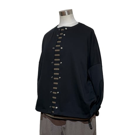 Linen ya"delave cardigan"(black)women's