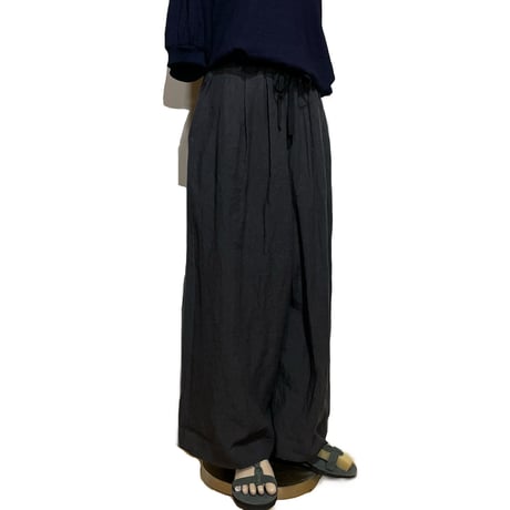 Linen ya"linen wide pants"(navy)women's