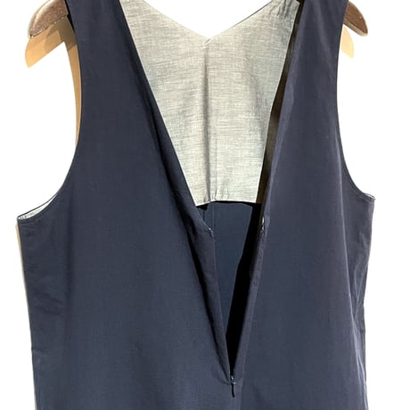 Linen ya"cotton salopette"(navy)women's