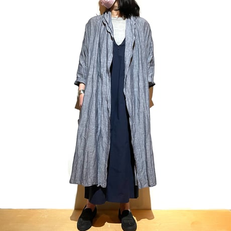 Linen ya"cotton linen shawlcollar coat"(navy)women's