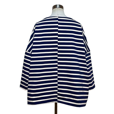 Linen ya"delave long sleeve border T-shirs"(navy×white)women's