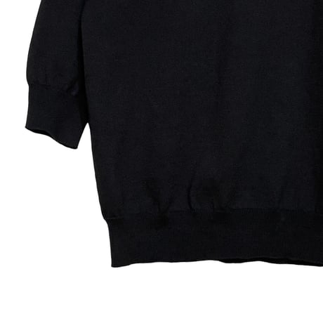 Linen ya"crewneck quater sleeve cotton knit"(black)women's
