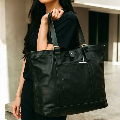 yoused"remake leather tote bag"(black)unisex