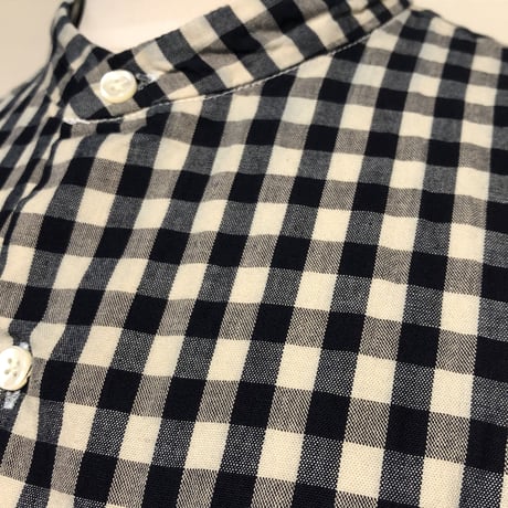 TigreBrocante "stand collar long shirts"(indigo check)women's