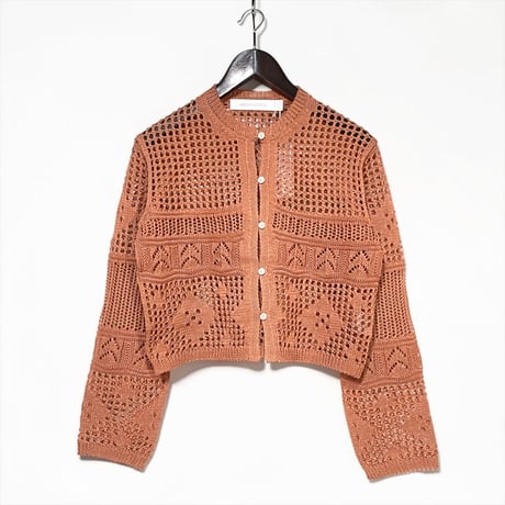 ASEEDONCLOUD"family tradition knit tops Filet lace Cardigan"(orange)women's