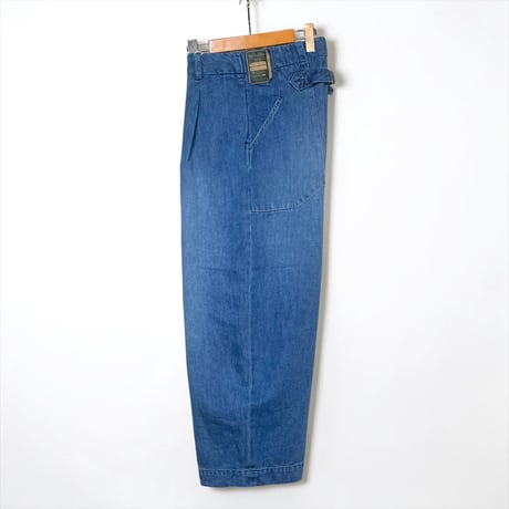 ASEEDONCLOUD"cotton linen denim Handwerker wide trousers" (indigo) unisex
