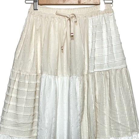 TigreBrocante"mogol niche border 3step gather skirt"(natural)women's
