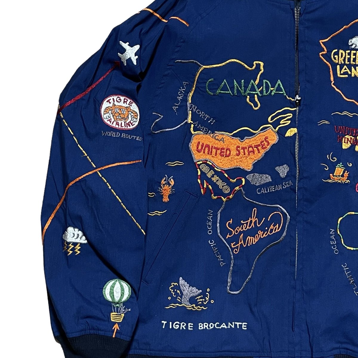 新品tigrebrocante bartuckshirtjbcket TigreBrocante”world map embroidery souvenir jac