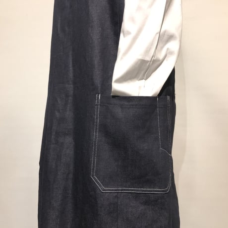 ASEEDONCLOUD"Handwerker cotton×linen denim HW dress" (indigo) women's