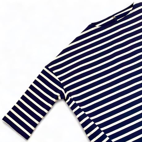 Linen ya"delave long sleeve border T-shirs"(navy×white)women's