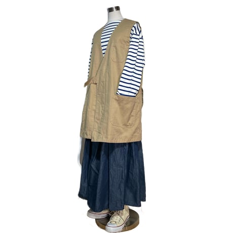 TigreBrocante"workman long vest"(beige)women's