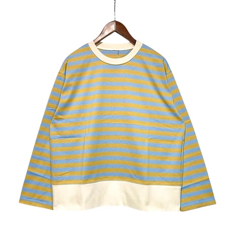 H.UNIT "border jersey stitch long sleevesT"(mustard×blue) unisex
