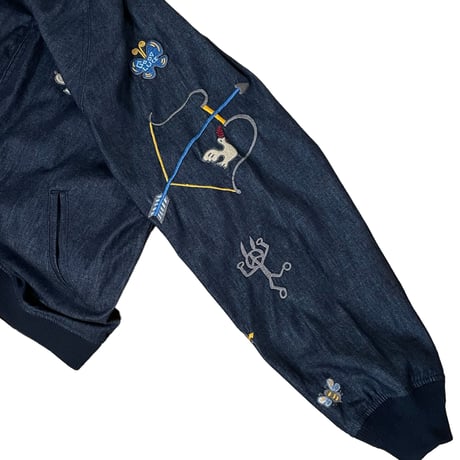 TigreBrocante”denim lucky naugty embroidery souvenir jacket“(indigo)unisex