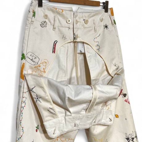 ASEEDONCLOUD"school memorial print study uniform slacks"(off white) unisex