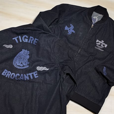 TigreBrocante”KU embroidery denim army rib jacket“(indigo)unisex