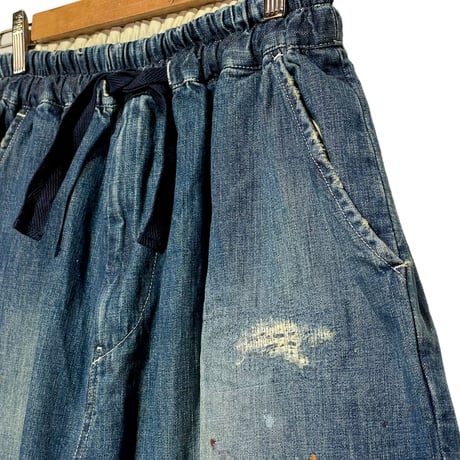 H.UNIT "denim easy pants customize" (indigo) unisex