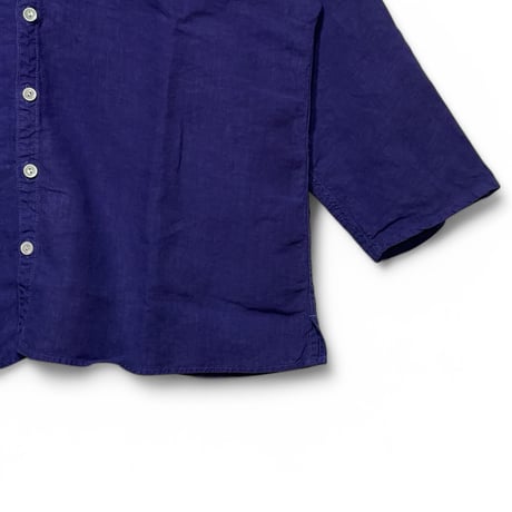 TigreBrocante"40/1 linen V-neck stallman shirts“(purple blue)unisex