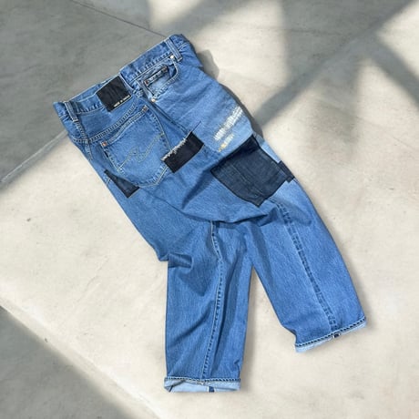 TigreBrocante"12,75oz denim big 5pocket pants“(hand damage)unisex.L