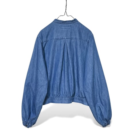 TigreBrocante"6oz denim stand gather blouse"(inidigo fade)women's