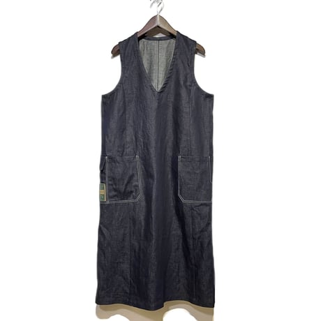 ASEEDONCLOUD"Handwerker cotton linen denim HW dress" (indigo) women's