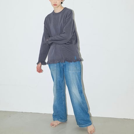 eyya"organic cotton fringe crew neck"(dark gray)unisex
