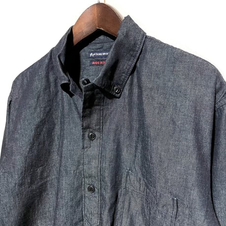 TigreBrocante"6oz denim button down open L/S shirts"(indigo)unisex