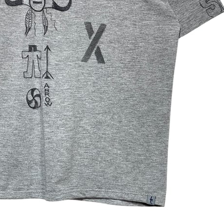 Slow Hands"hand drawing & embroidery indian sunrays S/S Tee"(gray)unisex