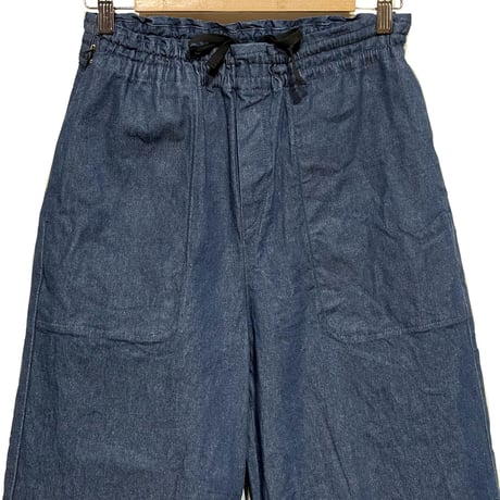 Linen ya"stretch denim semi culottes pants"(blue)women's