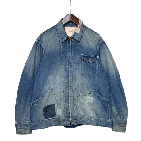 H.UNIT "denim zip work jacket customized" (indigo) unisex