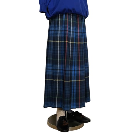 Linen ya"pleats skirt"(blue)women's