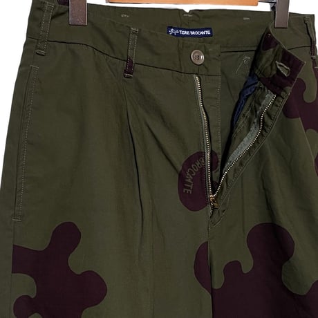 TigreBrocante"TB AMEBA CAMIO darts wide pants“(khaki)unisex