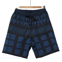 Jawndi "batik stripe barong santai shorts" (navy×black)