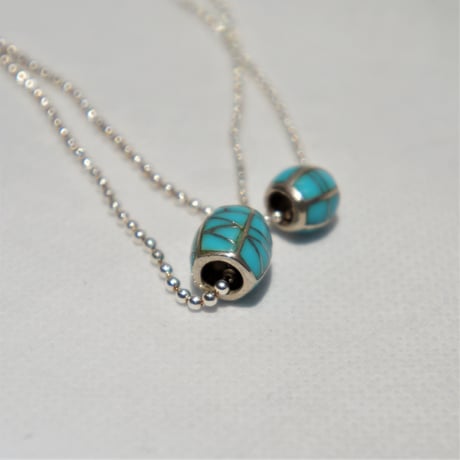 indian jewelry "Edwin Kin(navajo)"turquoise Inlay charm top S