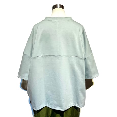 Linen ya"delave quater sleeve T-shirs"(grayish blue)women's