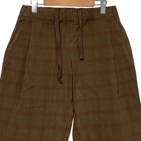 COLINA CAPERTICA "Natural Dyed Amunzen Check Peg Top Easy Pants"(柿渋染め) unisex