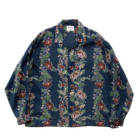 H.UNIT "Flower print open collar long sleeves shirt" (navy) unisex