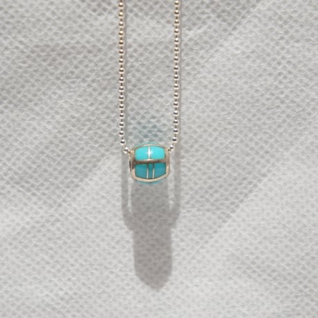 indian jewelry "Edwin Kin(navajo)"turquoise Inlay charm top S