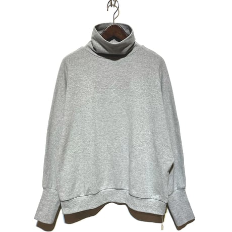 Linen ya"cotton×polyester dolman sleeve high neck"(gray)women's