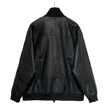 yoused"militaly leather rib jacket"(black)unisex
