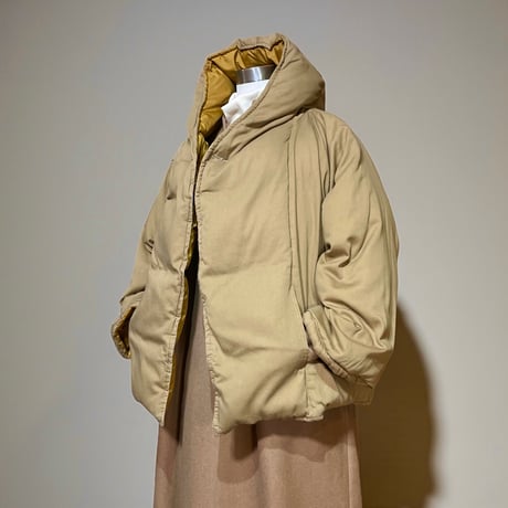 Slow Hands "poncho down parka reversible"(khaki×mustard)women's