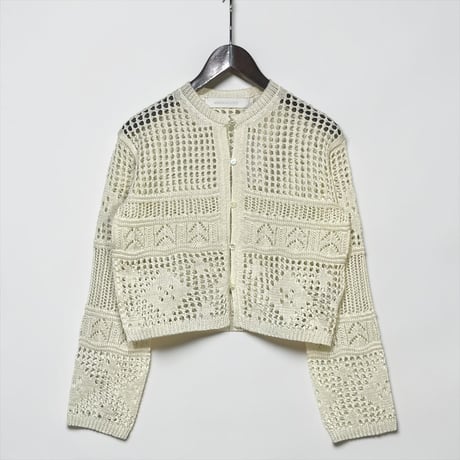 ASEEDONCLOUD"family tradition knit tops Filet lace Cardigan"(off white)women's