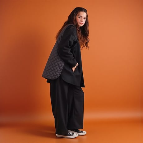 amne "MELTON/QUILT switch vest" (black) unisex