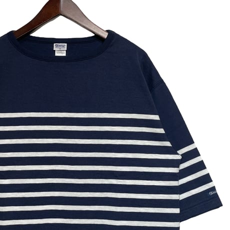 TieasyAuthentic Classic"big katanuki boatneck"(navy×white)unisex