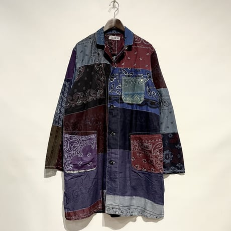 Slow Hands "bandana patch work coat"(ice gray asst)unisex-(L)