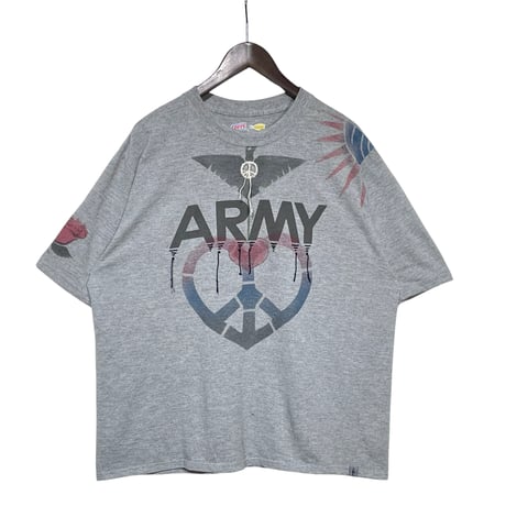 Slow Hands"hand drawing & embroidery eagle hart S/S Tee"(gray)unisex